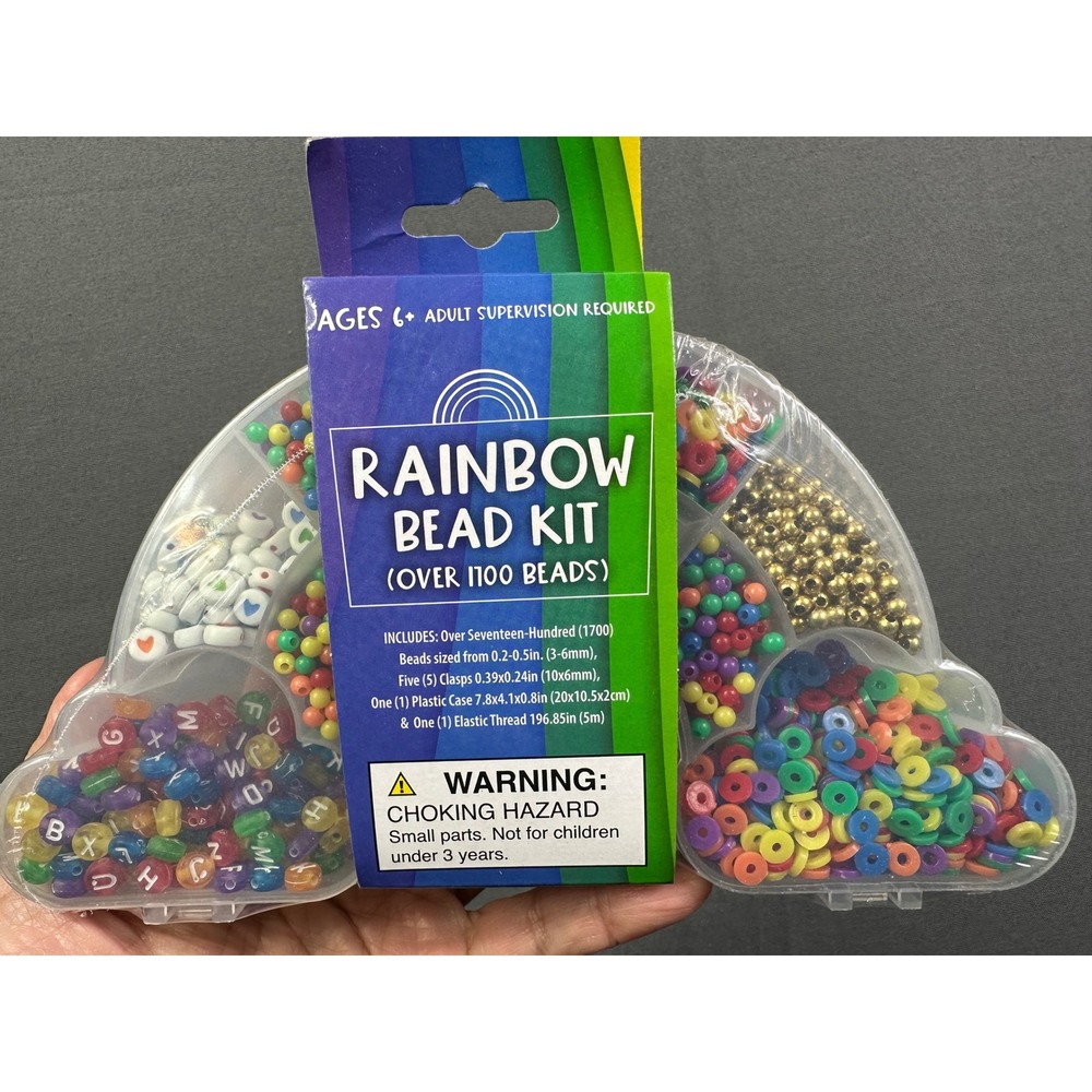 Rainbow Bead Kit Over 1700 Beads Alphabet Charms‎ Craft Jewelry Making